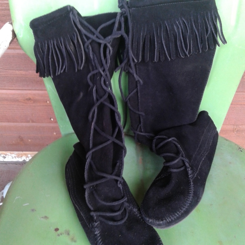 Black suede boots